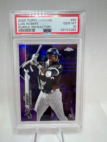 2020 topps chrome Luis Robert rc purple refractor /299 psa 10