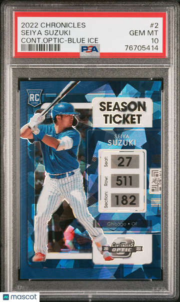 2022 Panini Chronicles Contenders Optic Seiya Suzuki #2 Cont. Optic Blue Ice PSA 10