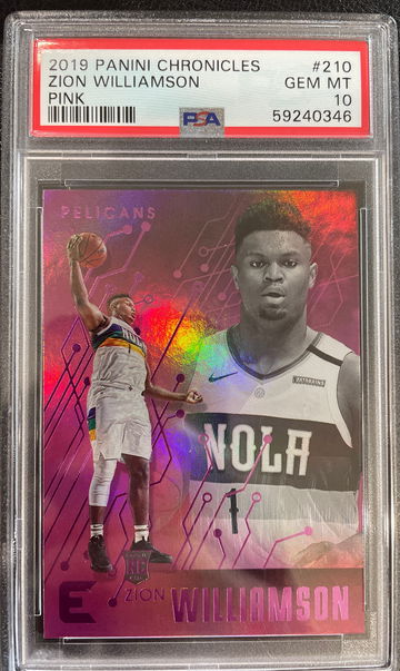 2019-20 Panini Chronicles Zion Williamson Essentials Pink Rookie Gem Mint PSA 10