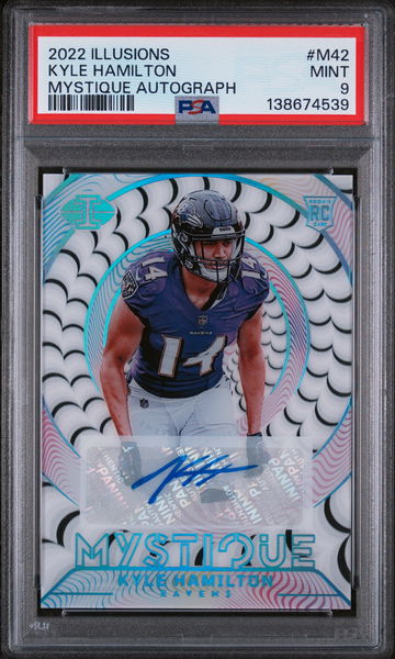 2022 Panini Illusions Mystique Autographs Kyle Hamilton #M42 /99 PSA 9