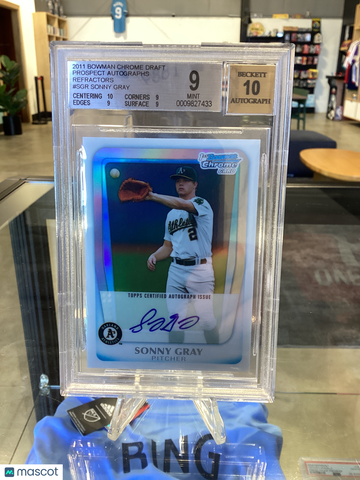 2011 Bowman Chrome Draft Prospect Autographs Refractors Sonny Gray #SGR BGS 9 Auto 10