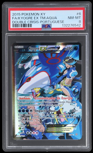 2015 Pokemon XY Double Crisis Portuguese Kyogre EX Da Equipe Aqua PSA 8