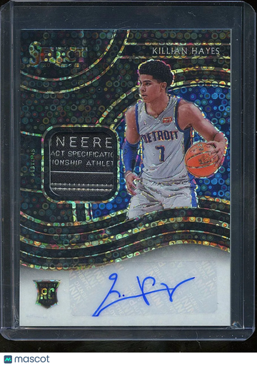 Killian Hayes 2021 Panini Select Prizm Patch Memorabilia Auto Black Disco Detroit Pistons