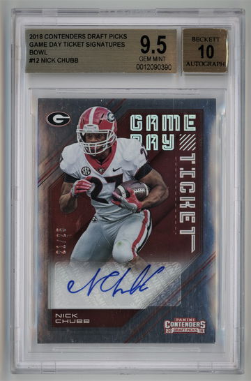2018 Panini Contenders Draft Picks Game Day Ticket Signatures Bowl /23 Nick Chubb BGS 9.5 10 Autograph