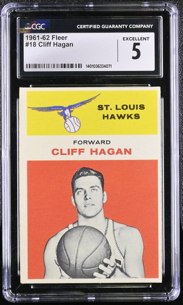 1961-62 FLEER CLIFF HAGAN #18 CGC 5 BK.A3.20