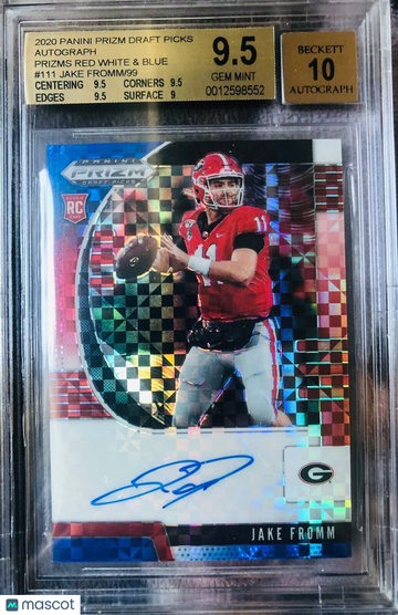 JAKE FROMM 2020 Prizm Draft Picks RED WHITE & BLUE Refractor AUTO /99 BGS 9.5/10