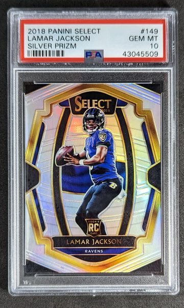 2018 Select Lamar Jackson Silver Prizm PSA 10
