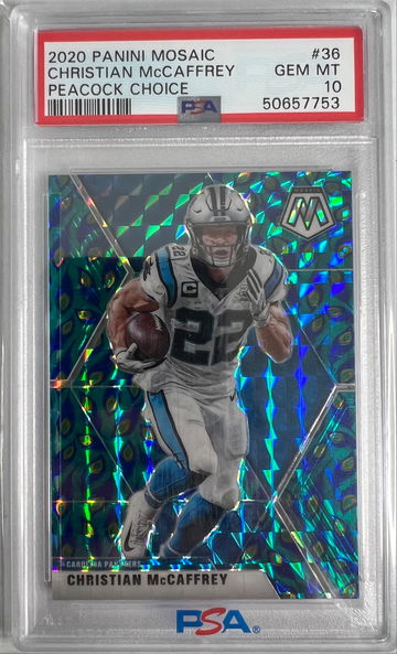 2020 Mosaic Christian McCaffrey Peacock Choice PSA 10