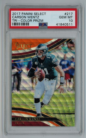2017 Panini Select Prizm Tri Color /99 Carson Wentz PSA 10