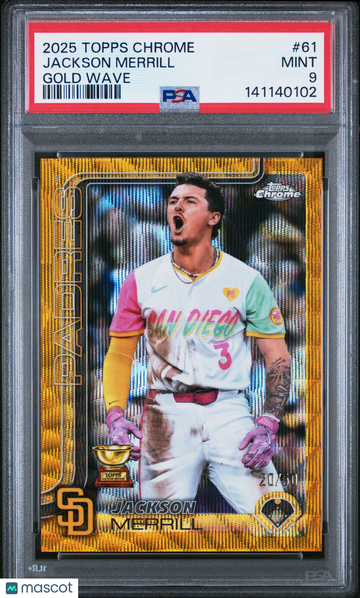 2025 Topps Chrome Jackson Merrill #61 Gold Wave /50 PSA 9