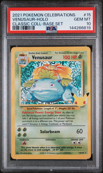 2021 Pokemon Celebrations Classic Collection Base Set Holo Venusaur #15 PSA 10