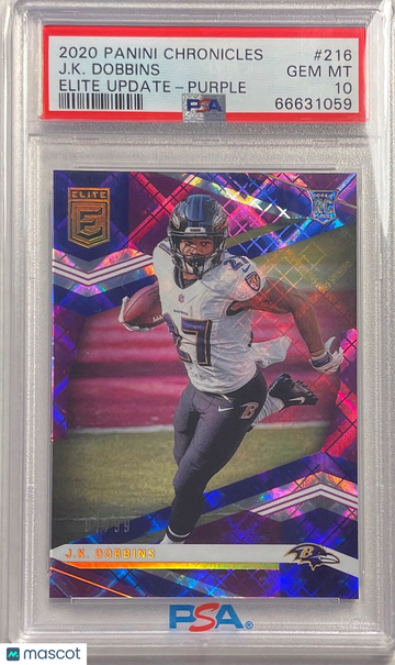 2020 Panini Chronicles Elite Update J. K. Dobbins #216 Purple PSA 10