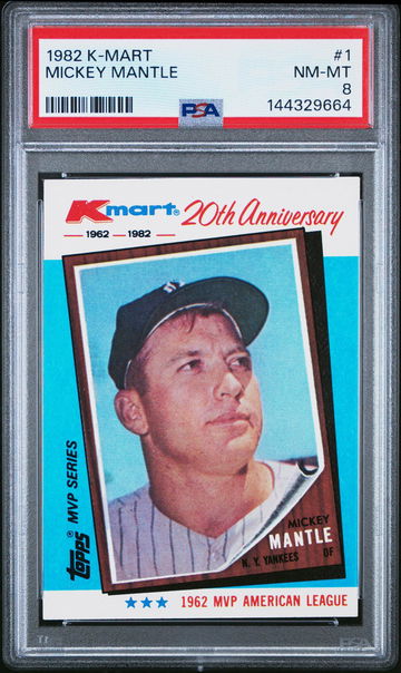 1982 Topps K-Mart Mickey Mantle #1 PSA 8