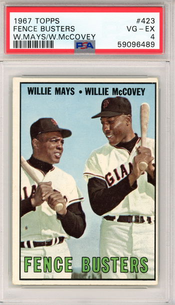 1967 TOPPS FENCE BUSTERS WILLIE MAYS WILLIE MCCOVEY PSA 4