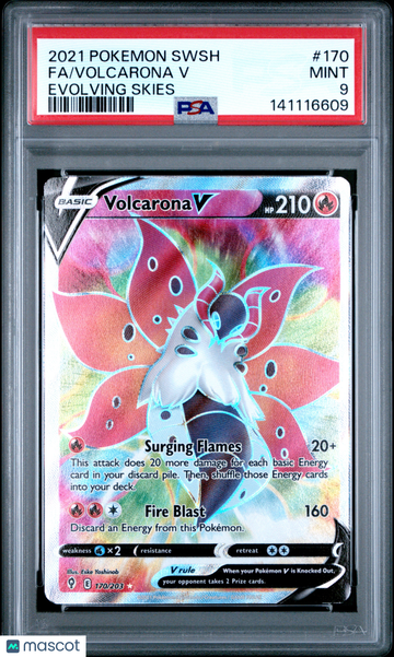 2021 Pokemon Sword & Shield Evolving Skies Volcarona V Fa Evolving Skies PSA 9 #170