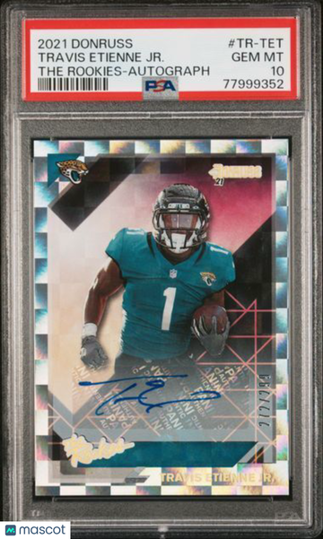 2021 Panini Donruss The Rookies Travis Etienne JR. #TR-TET Autograph PSA 10