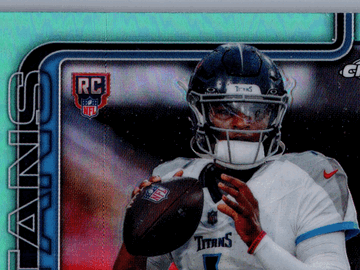 2025 Topps Chrome Cam Ward Tennessee Titans RC Football Trading Card Teal Refractor /299 #314