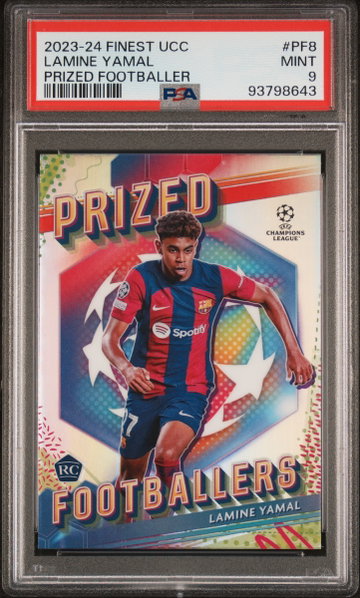 2023-24 TOPPS FINEST UEFA UCC PRIZED FOOTBALLERS LAMINE YAMAL #PF8 RC PSA 9