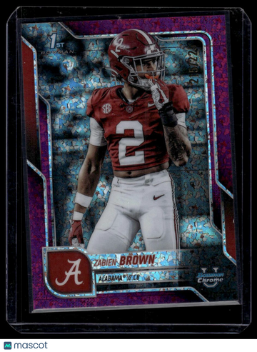 2025 Bowman Chrome University Zabien Brown #72 Fuchsia Mini-Diamond Refractor SN