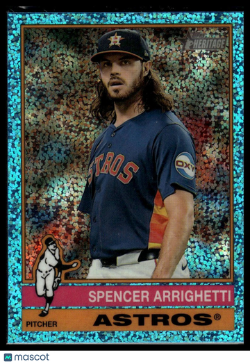 2025 Topps Heritage Spencer Arrighetti #454 Chrome Light Blue Sparkle Refractor