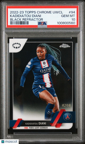 2022-23 Topps Chrome UEFA Women's Champions League Kadidiatou Diani #94 Black Refractor PSA 10