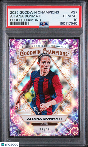 2025 Upper Deck Goodwin Champions Aitana Bonmati #27 Purple Diamond /99 PSA 10