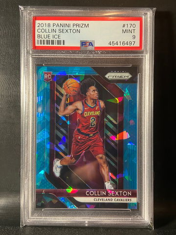2018-19 Panini Prizm Collin Sexton RC Blue Ice Prizm #/99 PSA 9