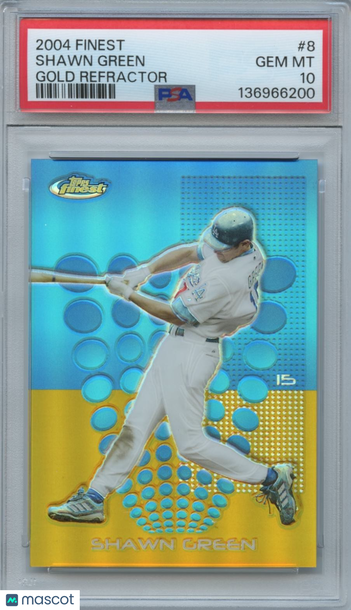 2004 Topps Finest Shawn Green #8 Gold Refractor PSA 10