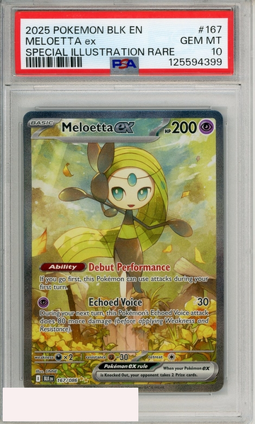 2025 POKEMON BLK EN-BLACK BOLT MELOETTA EX #167 SIR PSA 10 GEM MT