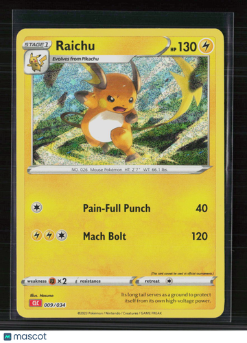 Pokemon 2023 Crown Zenith Raichu #9/34