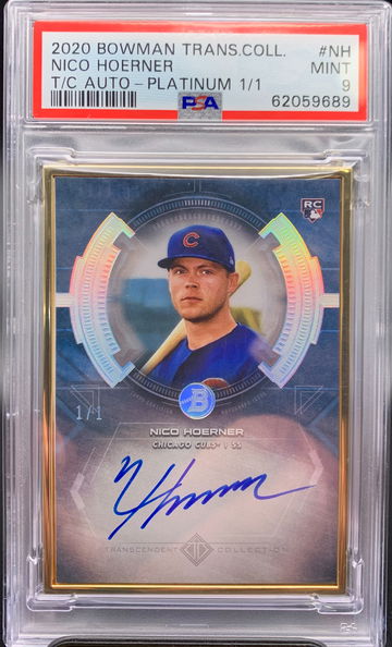 2020 Bowman Transcendent Collection Nico Hoerner Platinum Auto 1/1 PSA 9