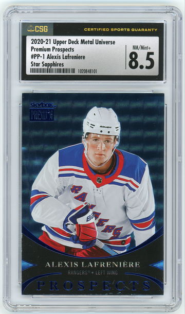 ALEXIS LAFRENIERE 2020-21 SkyBox Premium Prospects Blue Star Sapphires Rc #PP-1 CSG 8.5