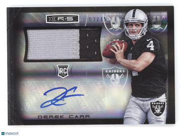 2014 Panini Rookies and Stars Derek Carr #RM-DC Rookie Material Signature /15 RC