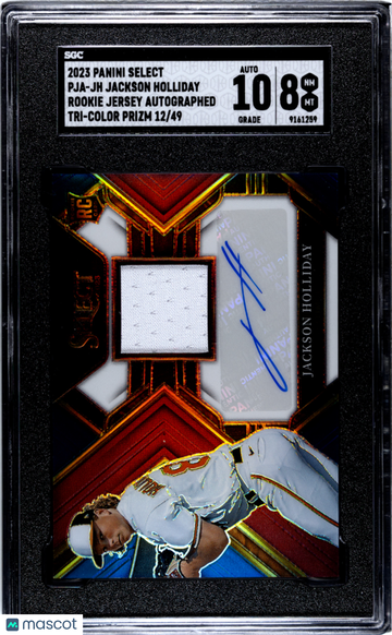 2023 Panini Select Jackson Holliday #PJA-JH Rookie Jersey Autograph Tri Color Prizm SGC 8 Auto 10