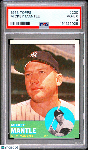 1963 Topps Mickey Mantle #200 HOF PSA 4