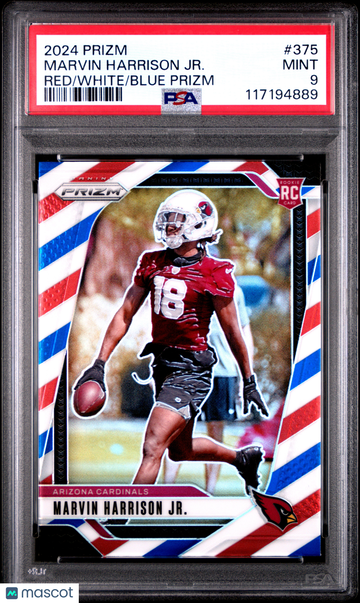 Marvin Harrison JR. 2024 Panini Prizm #375-Red/White/Blue Prizm PSA 9