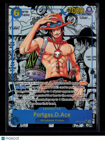 2023 One Piece Card Game Pillars of Strength Portgas.D.Ace Holo Manga Art Super Parallel