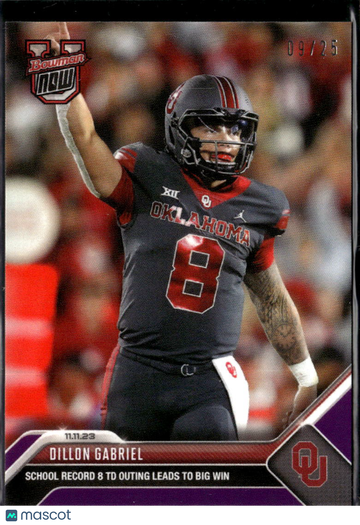 Dillon Gabriel 2023 Bowman Now /25 Oklahoma Sooners