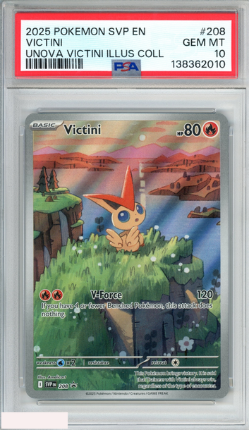 2025 POKEMON SVP BLACK STAR PROMO VICTINI #208 UNOVA VICTINI ILLUS COLL PSA 10