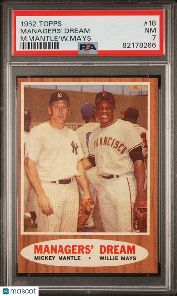 1962 Topps Managers' Dream #18 M. Mantle W. Mays PSA 7
