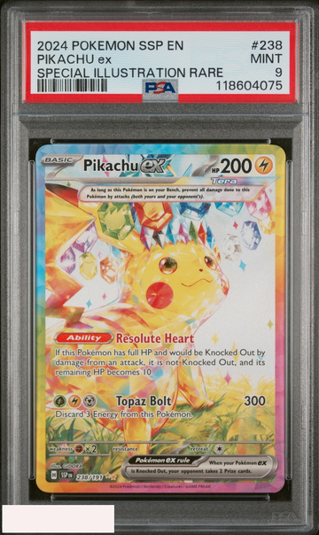 2024 POKEMON SURGING SPARKS PIKACHU EX #238 SPECIAL ILLUSTRATION RARE PSA 9