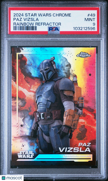 2024 Topps Chrome Star Wars 2024 Topps Chrome Star Wars Paz Vizsla #49 49 Rainbow Refractor Rainbow Refractor PSA 9 9