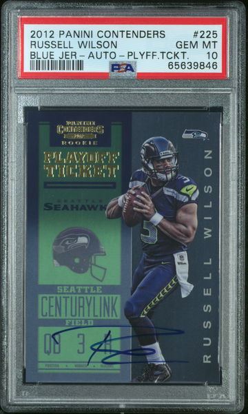 RUSSELL WILSON 2012 CONTENDERS PLAYOFF TICKET AUTO RC 12/99 GEM MT PSA 10