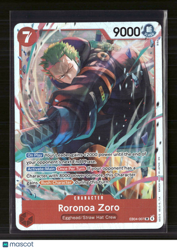 2024 Bandai One Piece Card Game Memorial Collection Roronoa Zoro Foil Straw Hat Crew Egghead SR
