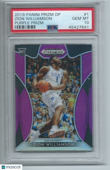 2019 Panini Prizm Draft Picks Zion Williamson #1 Purple PSA 10