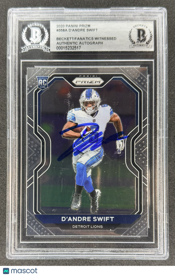 2020 Panini Prizm D'Andre Swift #358 Rookie RC BAS Detroit Lions