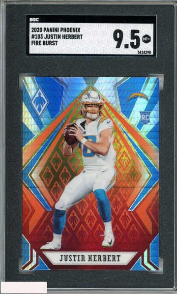 2020 PANINI PHOENIX JUSTIN HERBERT #103 FIRE BURST ROOKIE RC SGC 9.5 MT+