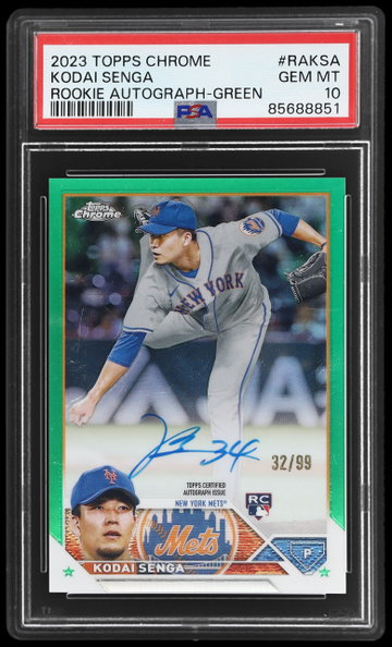 2023 Topps Chrome Kodai Senga Rookie Autographs Green Refractors PSA 10 RC