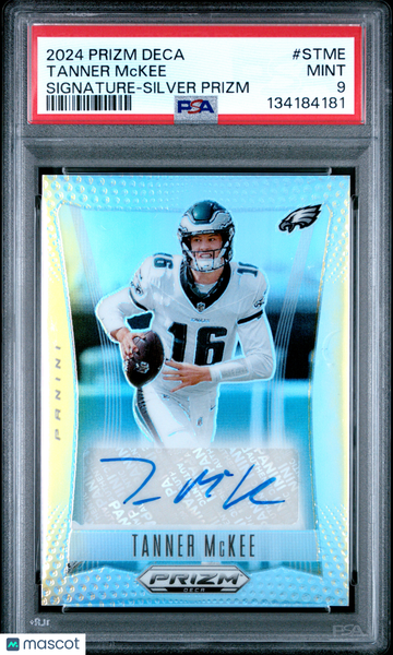 2024 Panini Prizm Deca Signatures Tanner Mckee #STME Silver PSA 9