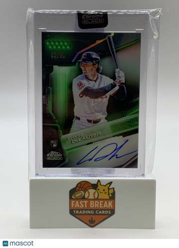 2026 Topps Chrome Black Chase DeLauter #CBA-CDE Green /90 RC